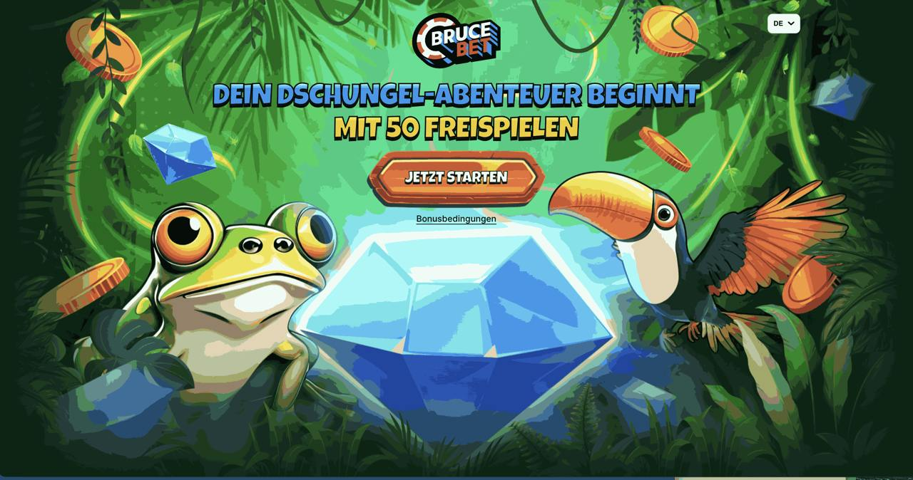 Bruce Bet Casino – 50 Freispiele ohne Einzahlung auf Diamond of Jungle
